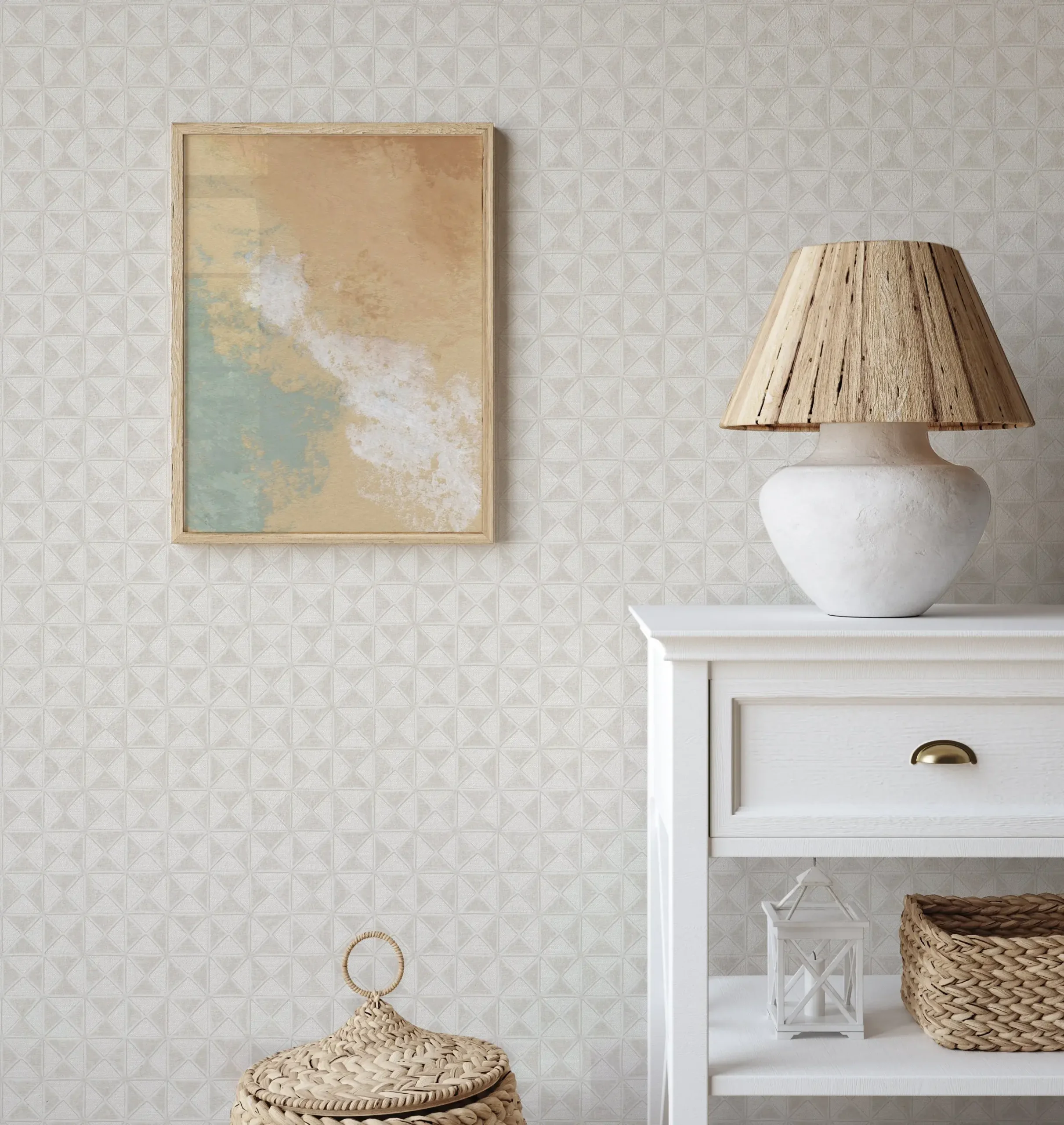Beige Embossed Wallpaper – Glittering Neutral (24105-1)